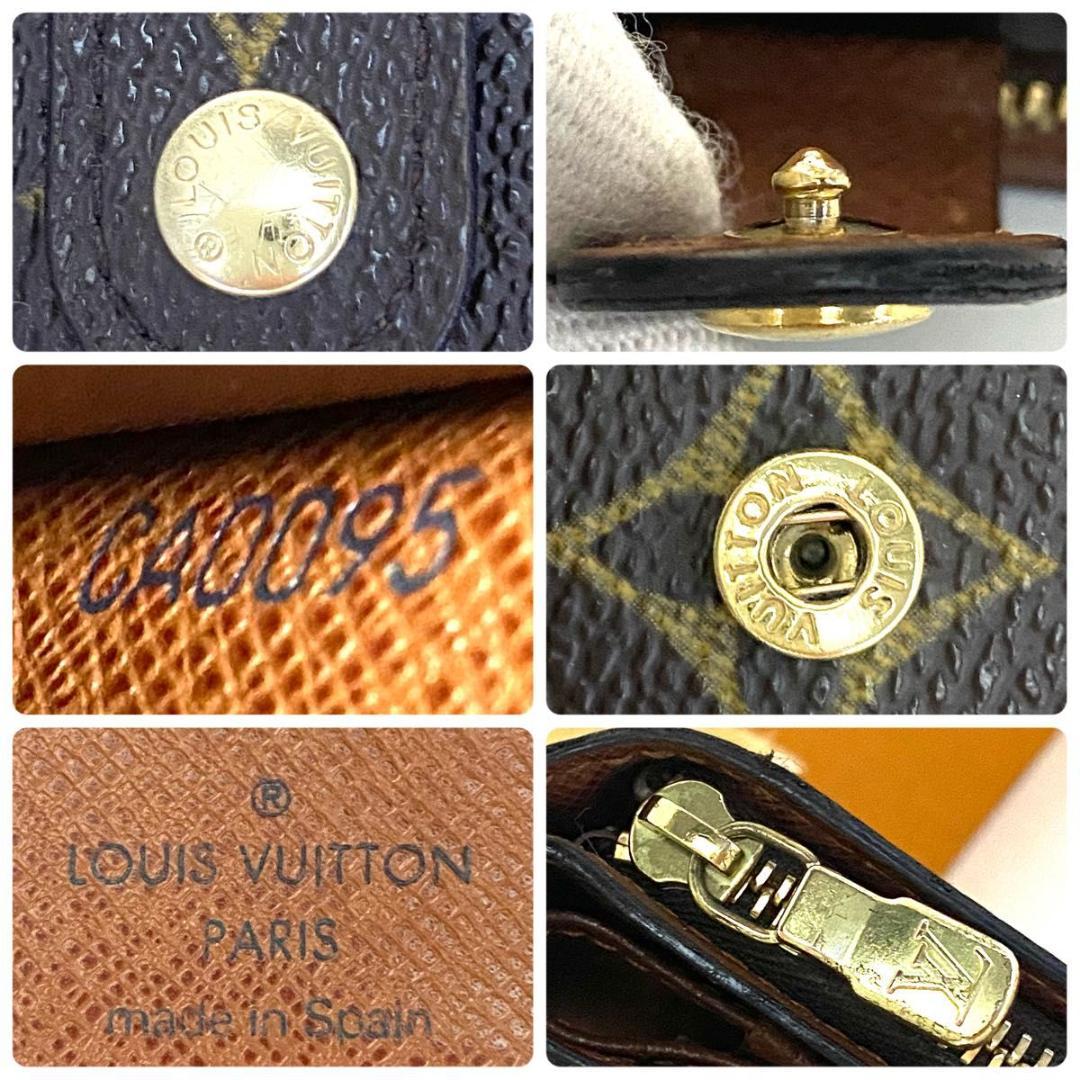 ルイ ヴィトン◎コンパクトジップ モノグラム ラウンドファスナー 二つ折り 茶色